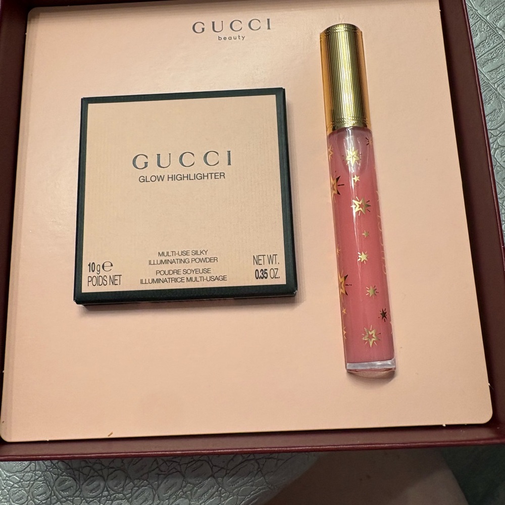 Gucci Glow Highlighter and Lip Gloss - Pink and Gold